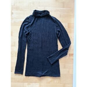 Kinross Cashmere Blend Black Funnel Neck Long Sleeve M FLAW